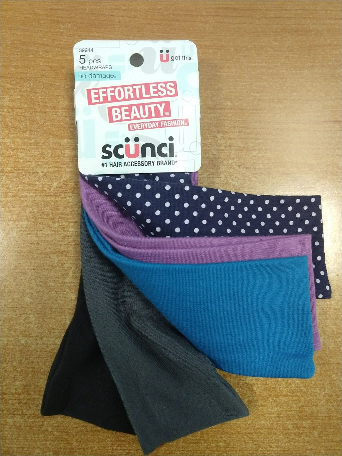 4 Pk: Scunci Effortless Beauty Wide Black/Purple/Gray Headwraps R1P1b 9444