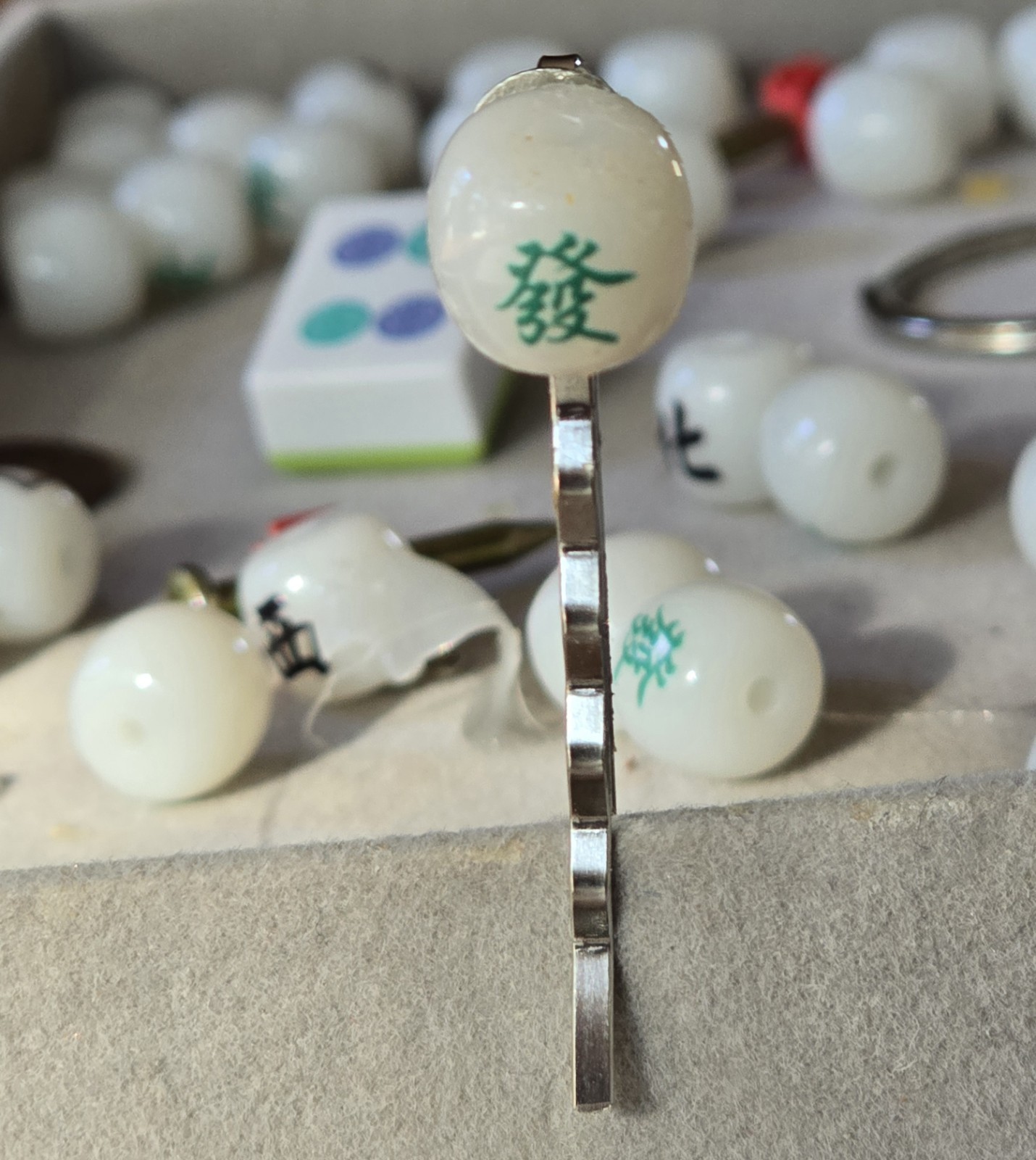 MAHJONG LOVERS NEW DESIGNER “GREEN DRAGON” CLIP IN SILVER HAIR JEWELRY ACCESSORY