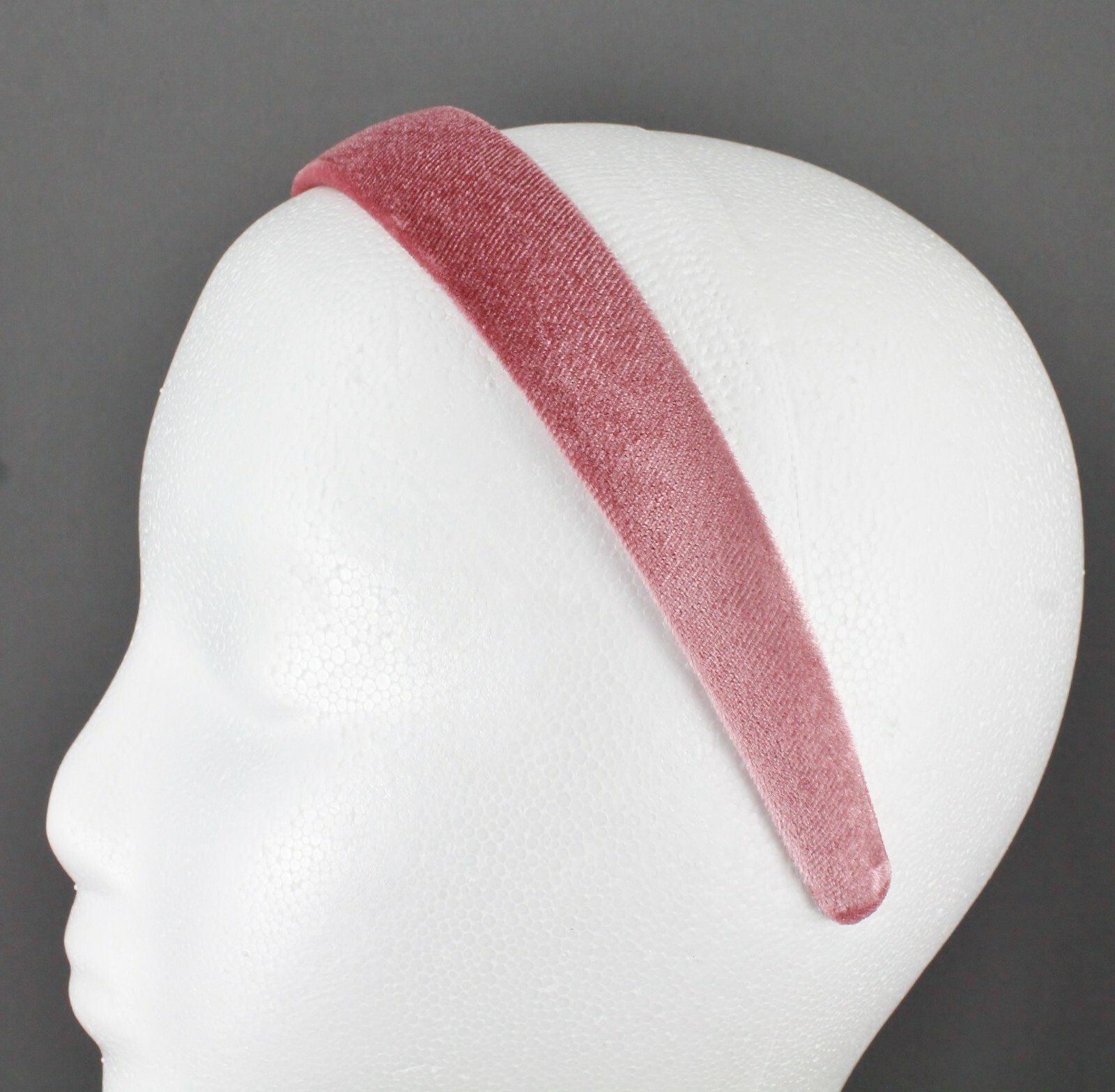 Pink velvet headband soft velour hair band accessory 1″ wide plain classic
