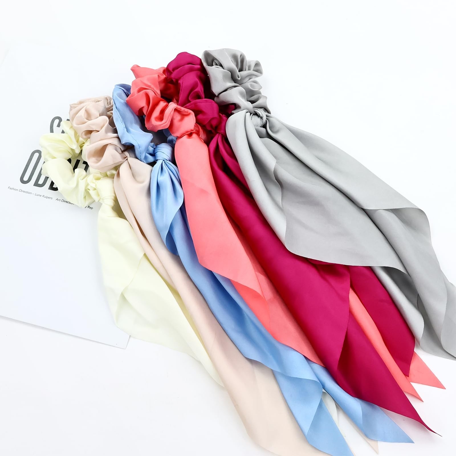 12 Pcs Satin Chiffon Hair Ties with Long Ribbon Bow Tail – Scrunchies for Women