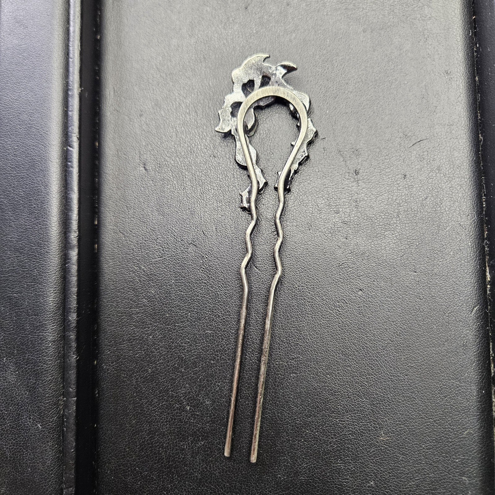 Vintage Jeweled Hair Pin Hairpiece Rhinestone Flower 4.5 In Long