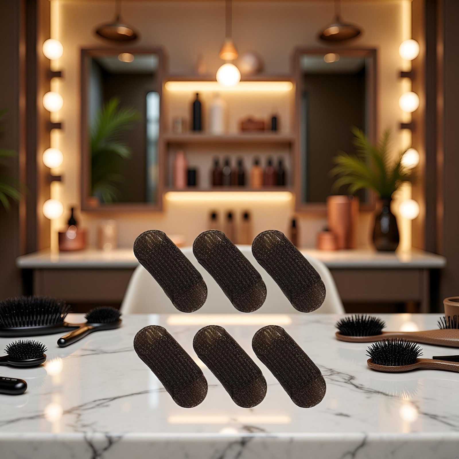 ZhangyiHot 6 Pcs Brown Sponge Volume Hair Bases Inserts Black
