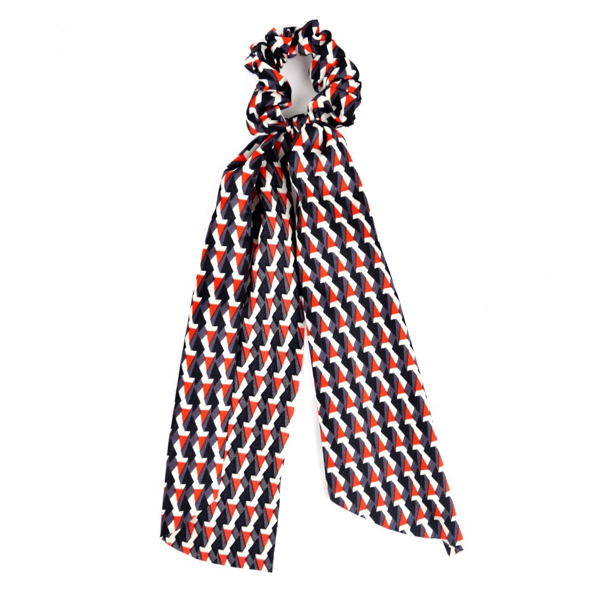 Nollia 4 Sets Geometric Print Scrunchies With Matching Hair Ties, Satiny Fabric