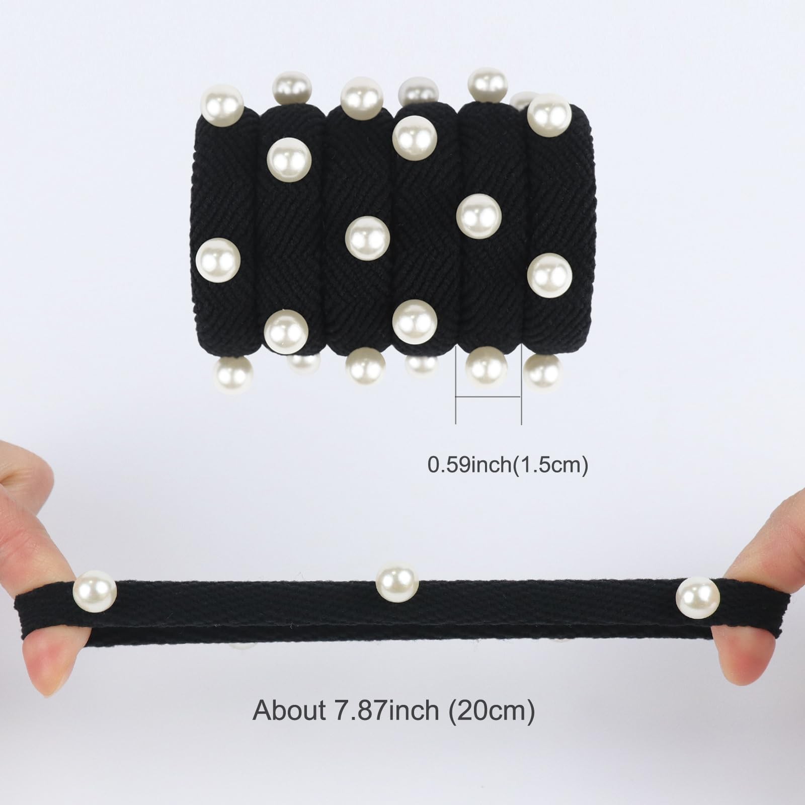 Thick Seamless Pony Holder with Pearls, Rubber Hair Bands for Thick or Curly …