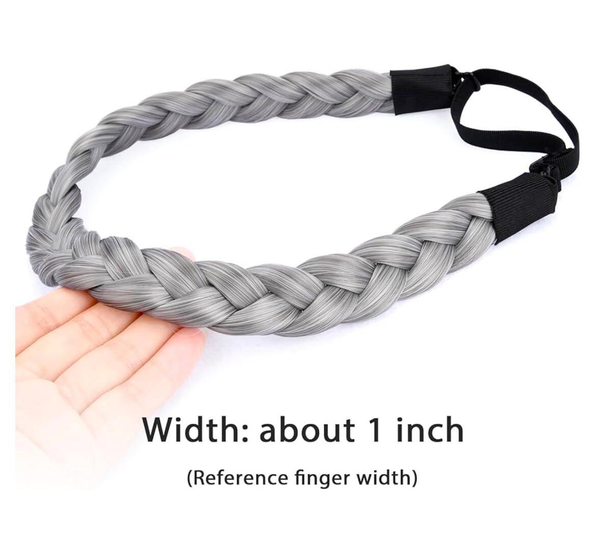 Ladies Braided Synthetic Plait Elastic Hair Headband Three Strand 1” Wide