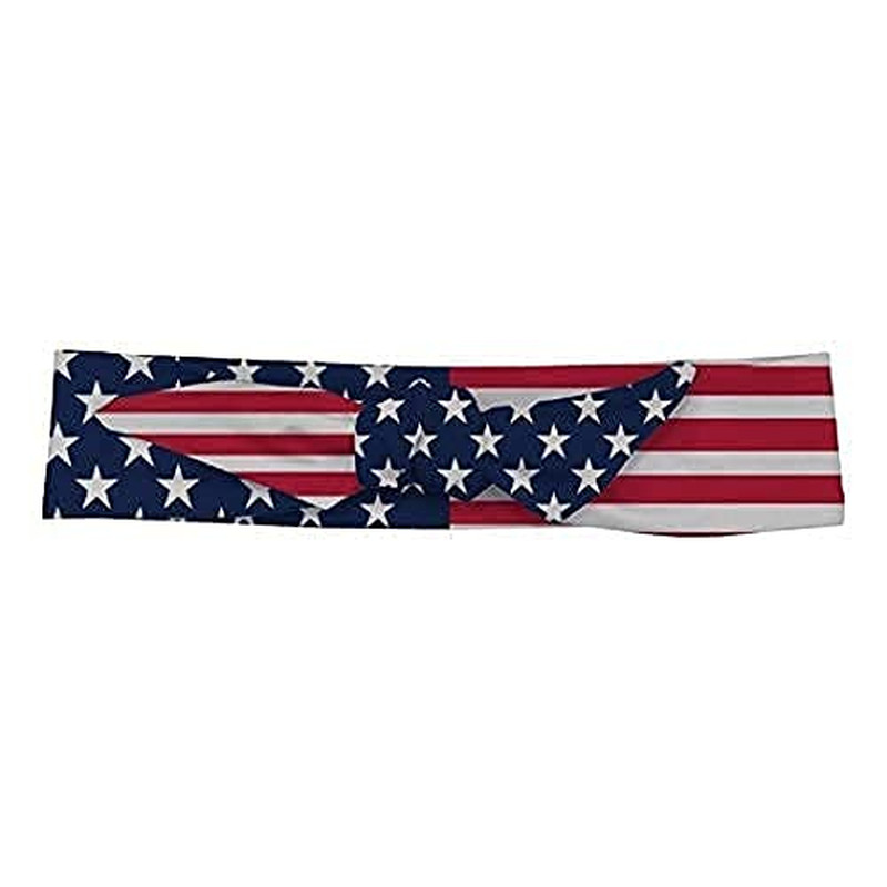Red White and Blue Patriotic American Flag Tie Headband USA