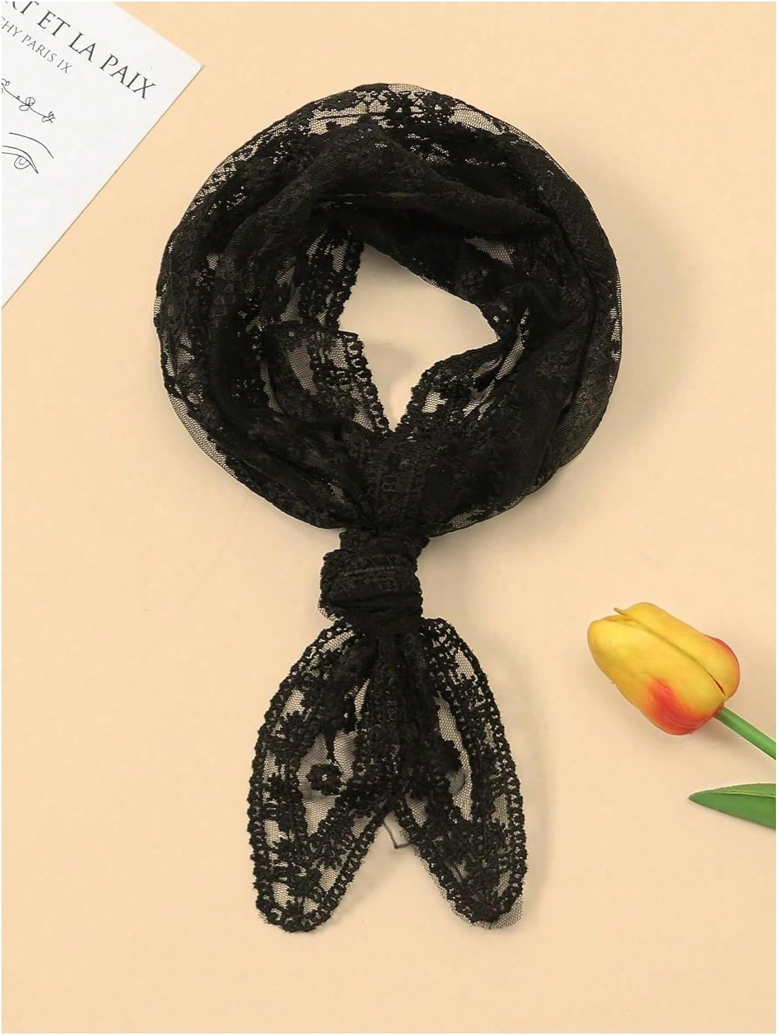 SweatyRocks Women’s Floral Embroidery Lace Triangle Hair Scarf Headband Sheer Ha