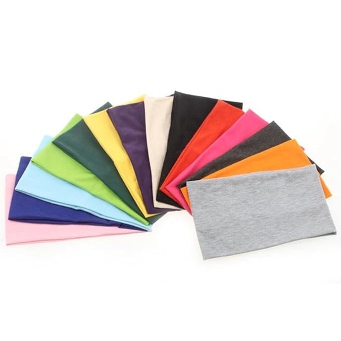 **12 PACK** Headband Athletic Stretchy 5 inch Yoga Headband, Multiple Colors
