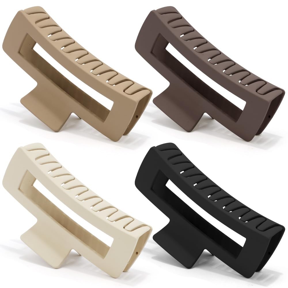 Ahoney 5 Inch Extra Large Claw Clips Big Hair 4 Count (Pack of 1), Brown