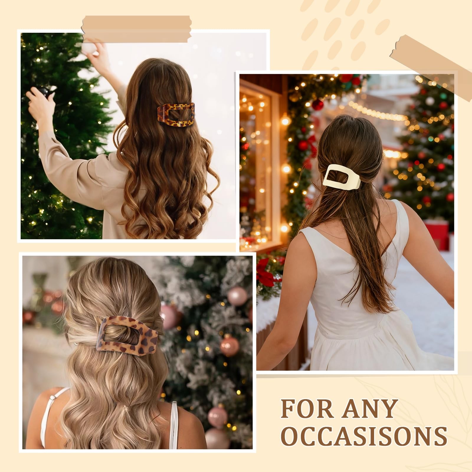 6 PCS Flat Hair Clips for Women, 1 Count (Pack of 6), 6pcs, Tortoise Shell