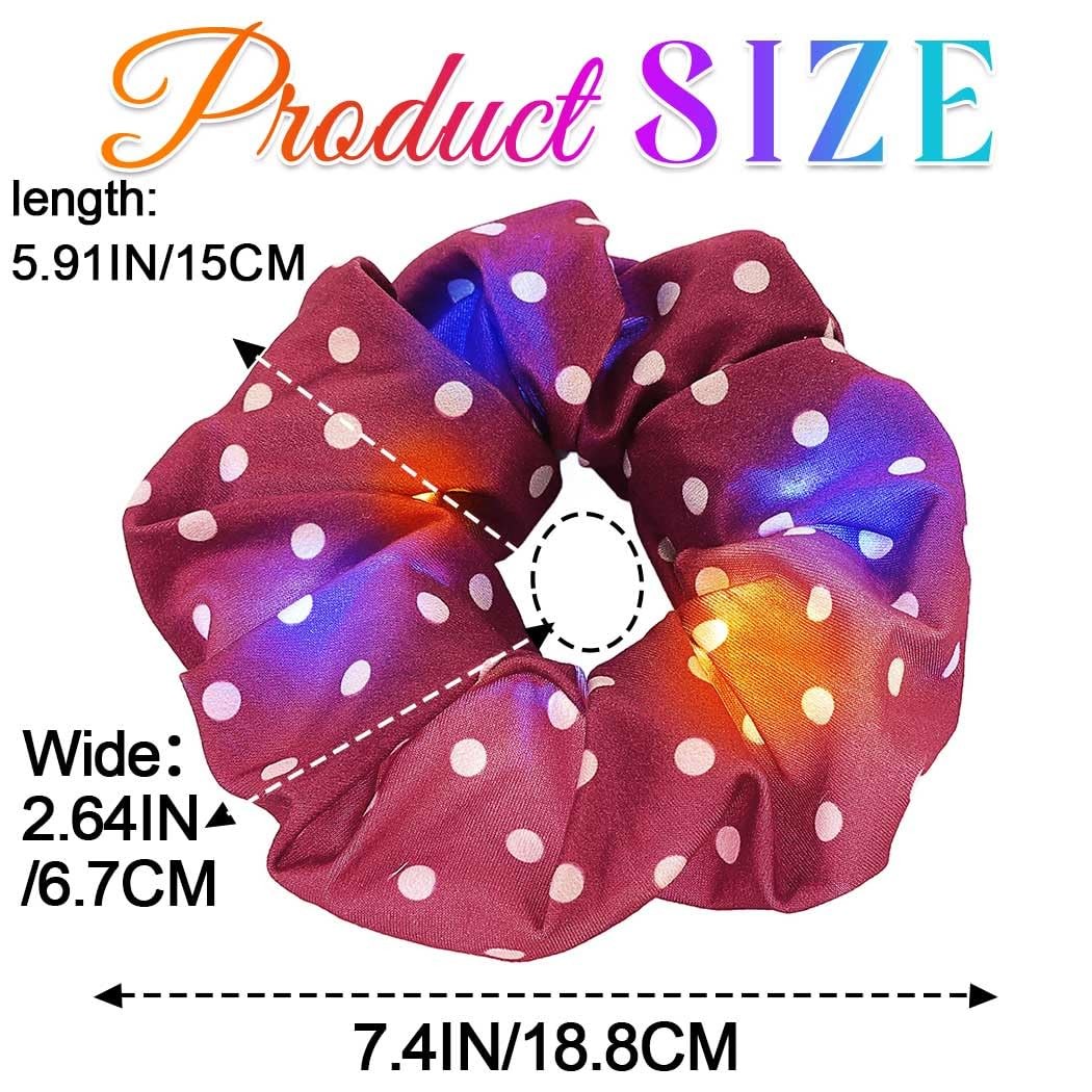 CAKURE Light Up Hair Scrunchies Polka Dots Scrunchie Accessories for…