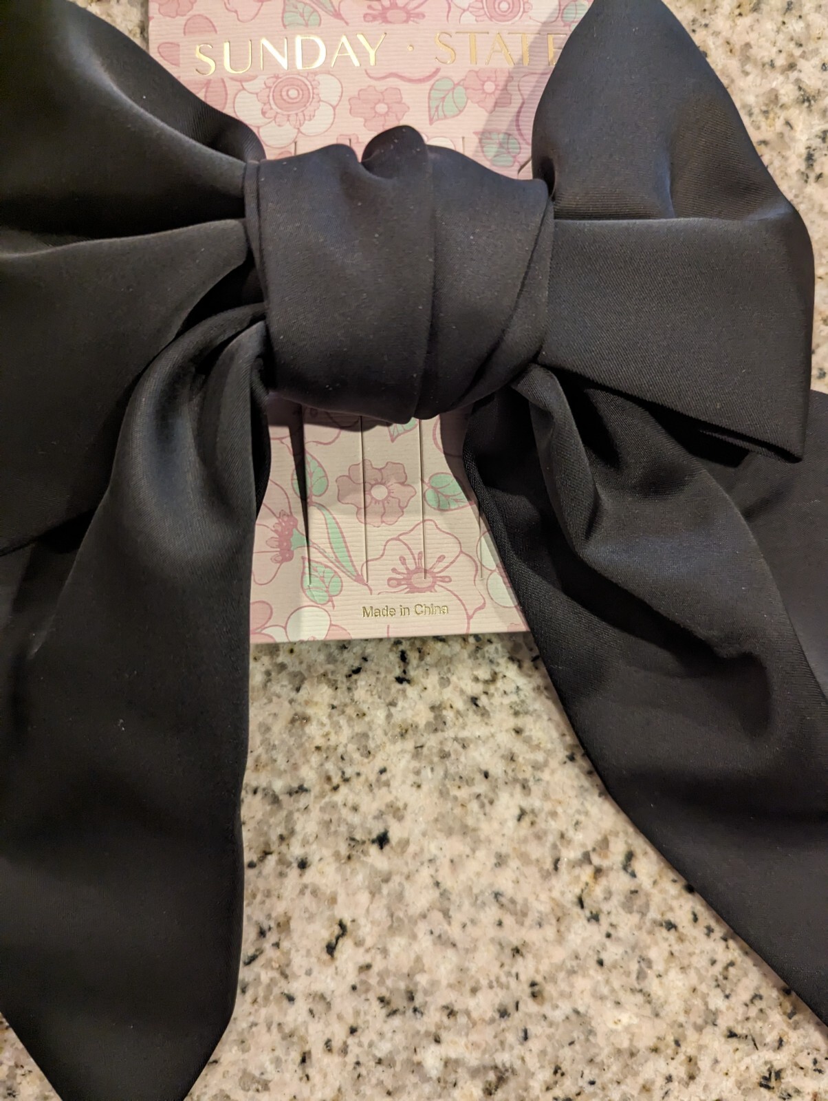 NWT SUNDAY STATE bow Black 100 polyester 7 inch x 8 inches