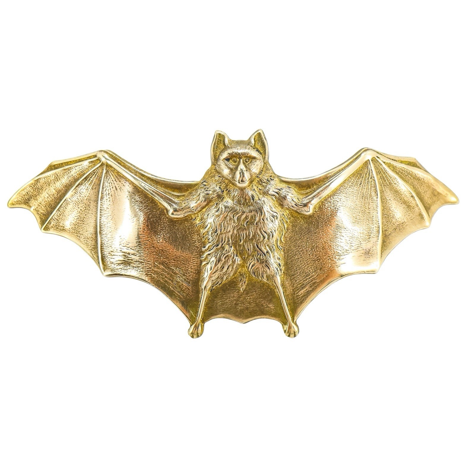 Vintage Style Brass Bat Hair Barrette Made in France 3.38” Gothic Figural