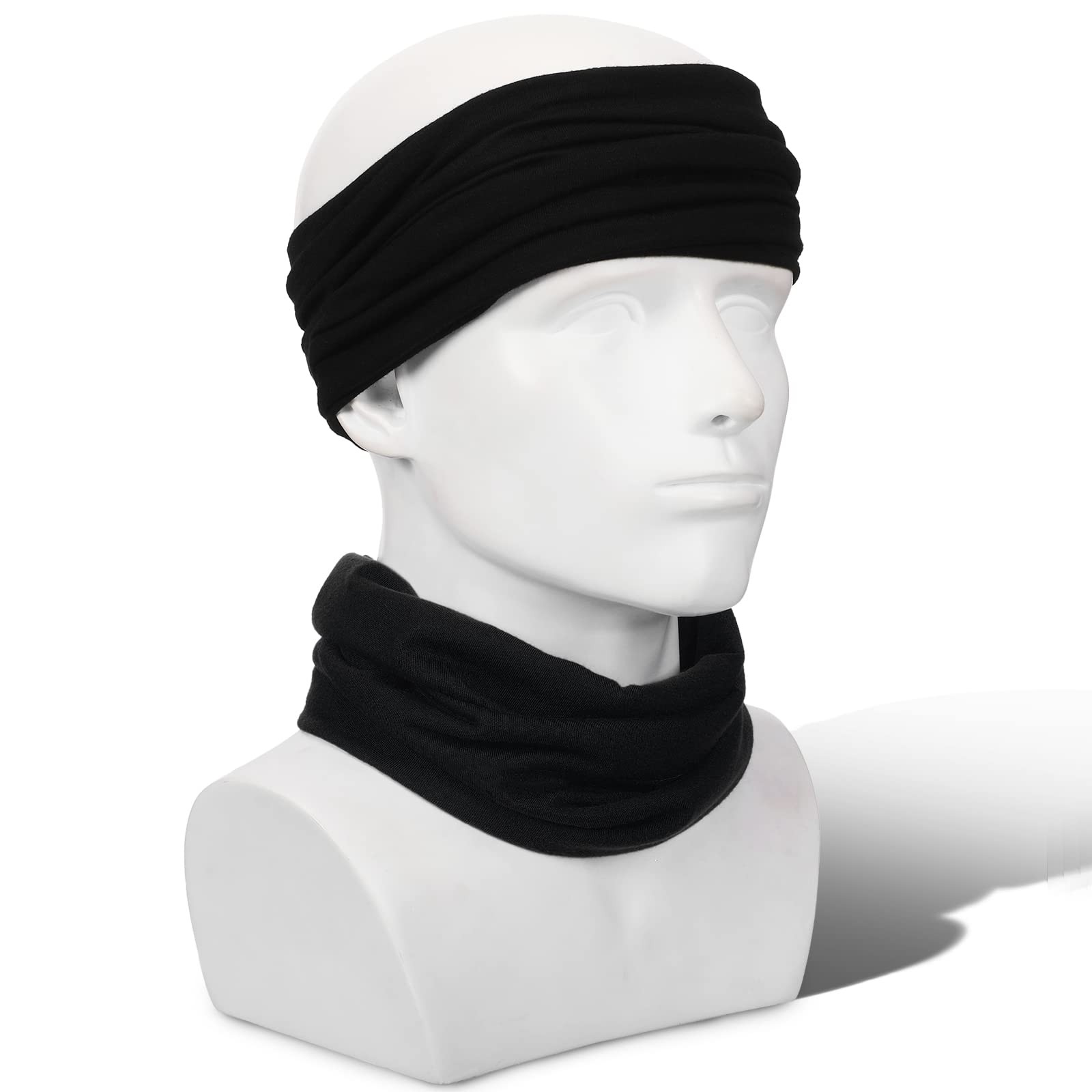 Sintege 4 Pcs Dreadlocks Tube Sock Wide Elastic Headband Loc 18 Years, Black
