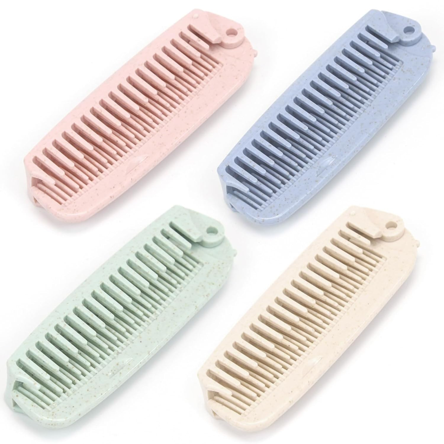 4 PCS Wheat Straw Foldable Hair & Makeup Comb: Portable, Eco-Friendly, for Men &