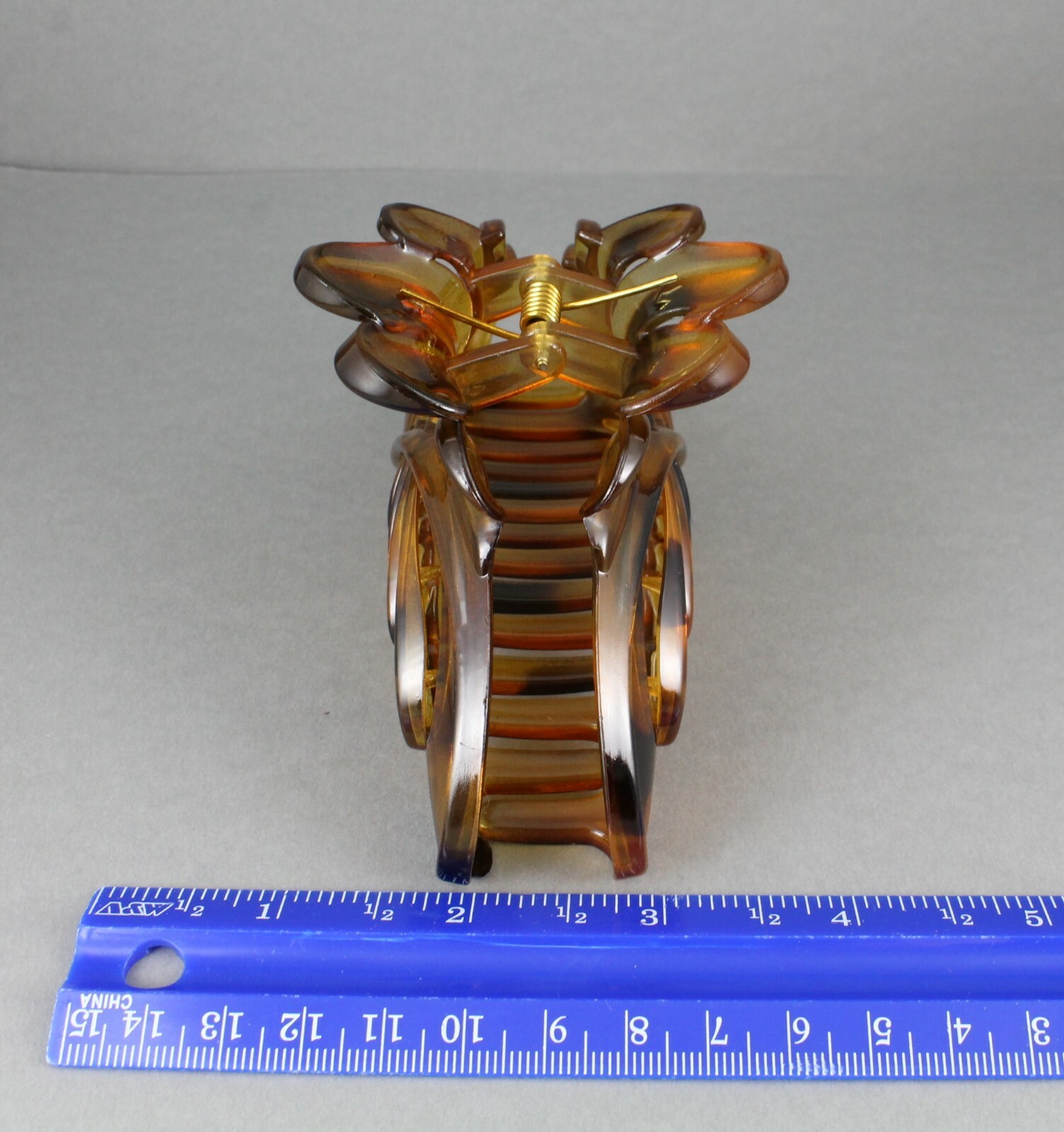 Brown Dk Brown plastic 4.75″ long barrette Big Huge hair clip claw clamp cutout