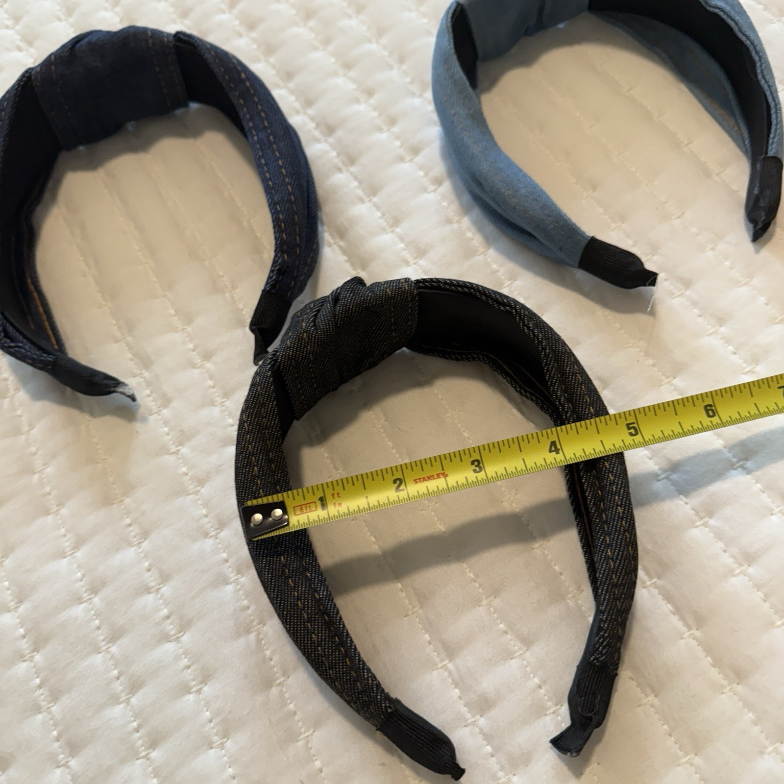 Women’s Denim Knotted Headband For Hair 3 Pieces Variety Of Blue Jean Colors