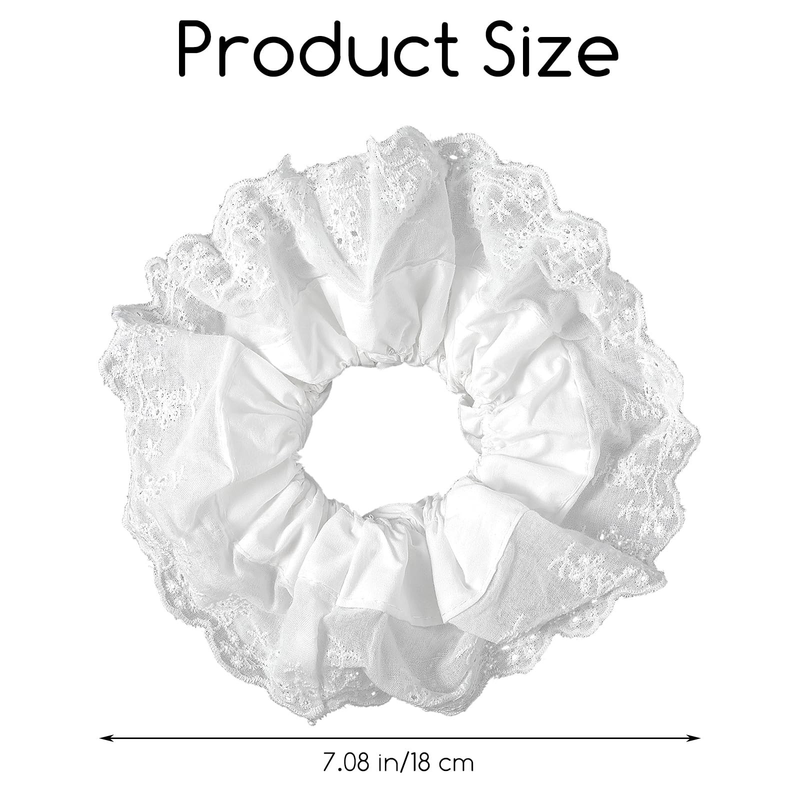 White Lace Scrunchies Large Elastic Hair Ties Double Layer No Damage Women
