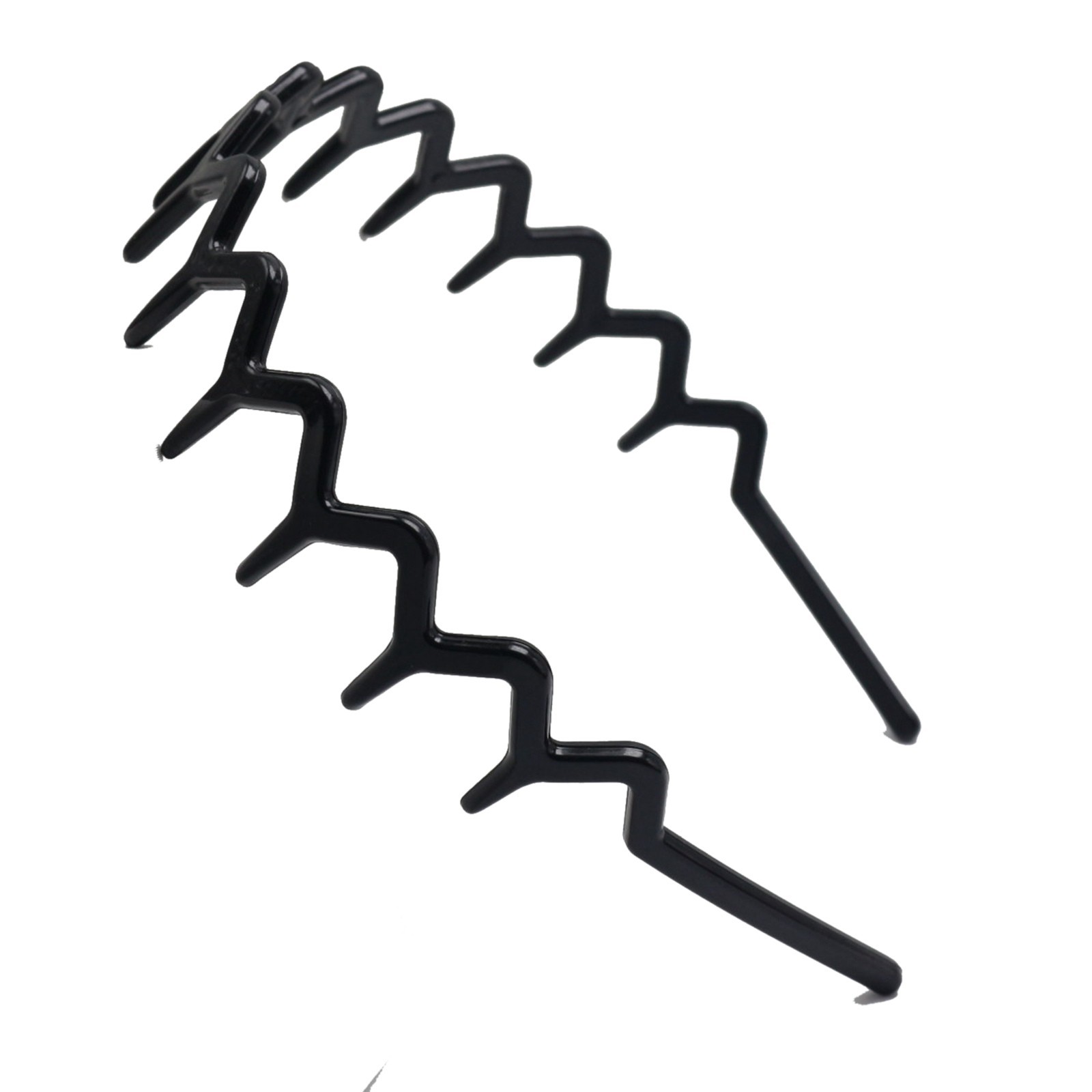 6 Black Plastic Zigzag Comb Headband 28mm Wavy Sharks Tooth Hair Bands for Women