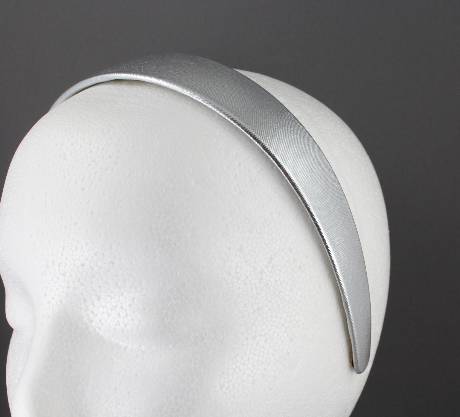 Silver headband soft shiny fabric hair band accessory 1 3/16″ wide faux leather