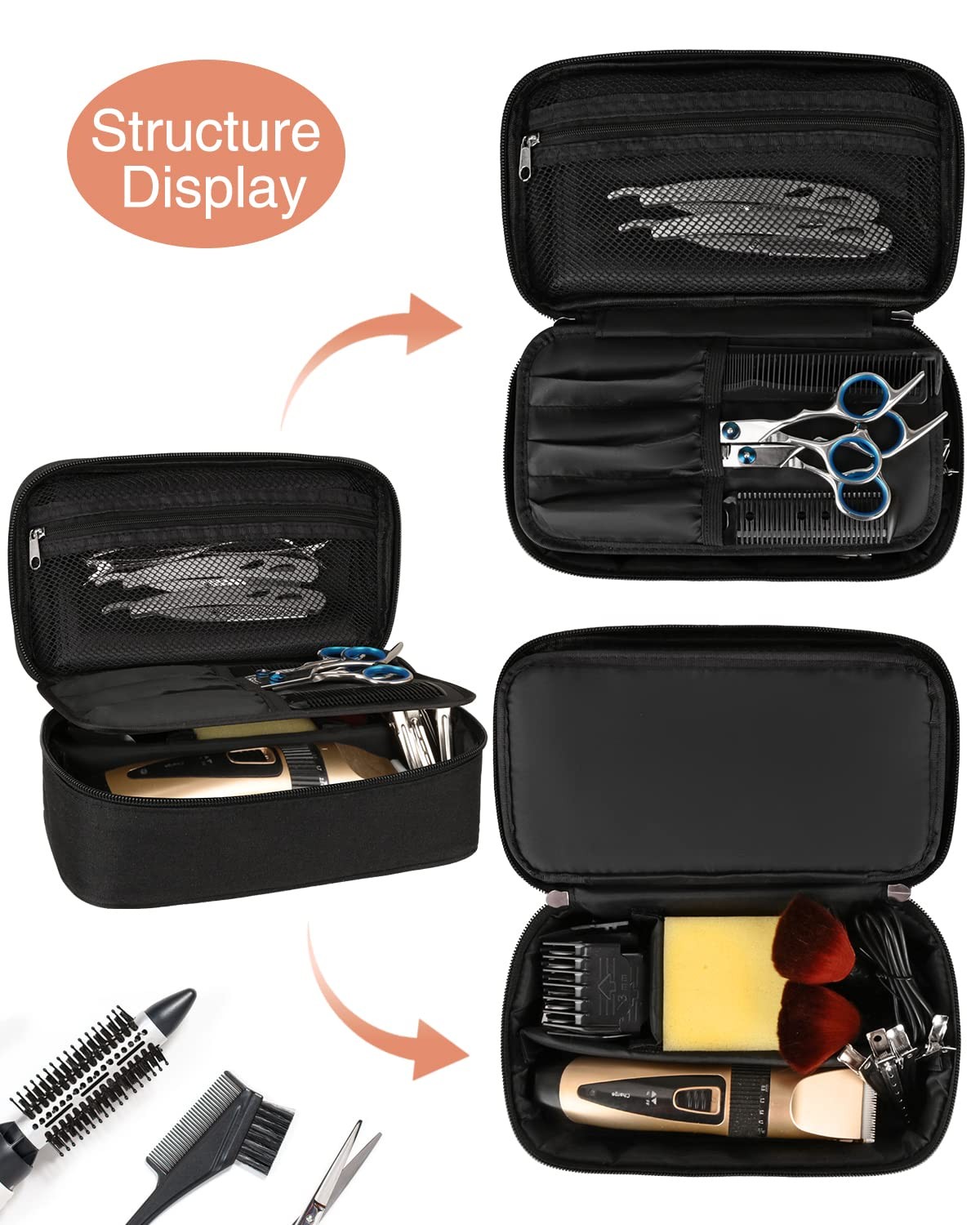 Meiiy Barber Tool Bag, Hair Clipper Bag Cutting 9x5x2.8 inches, Black-s