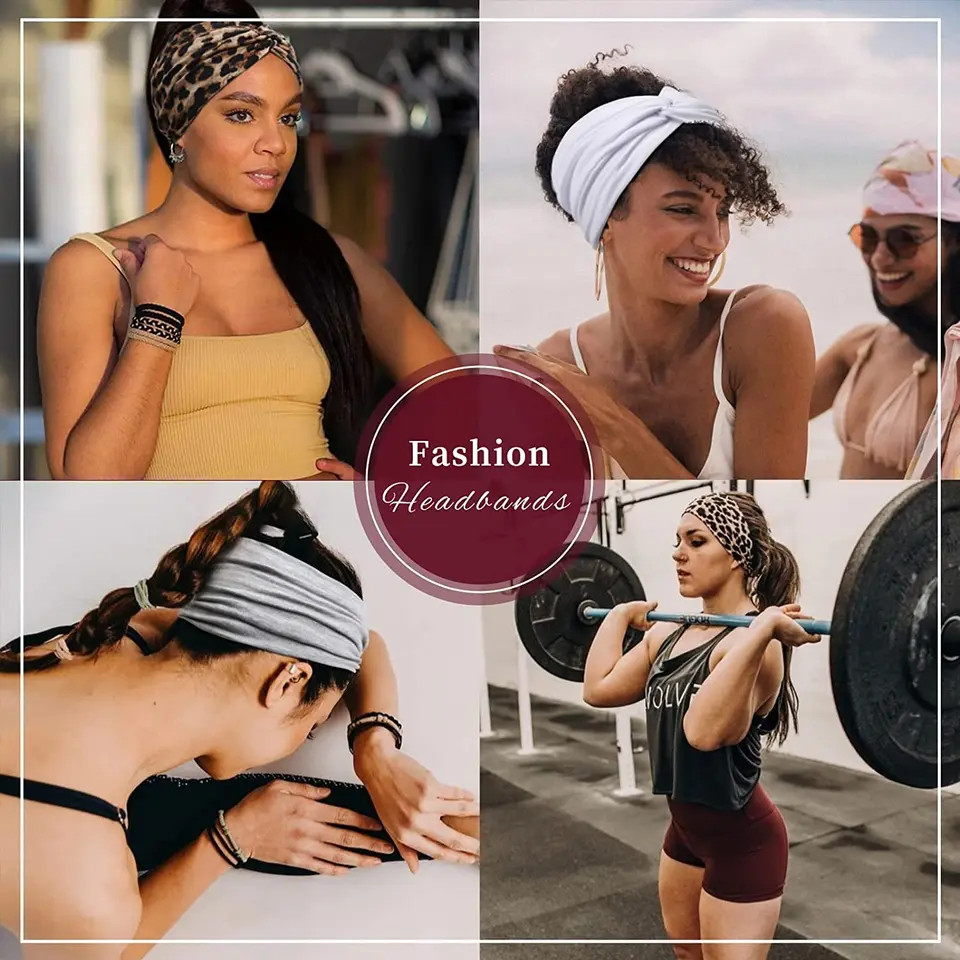 Headbands Yoga Wide Thick Stretch Boho African Turban Leopard Knotted Women