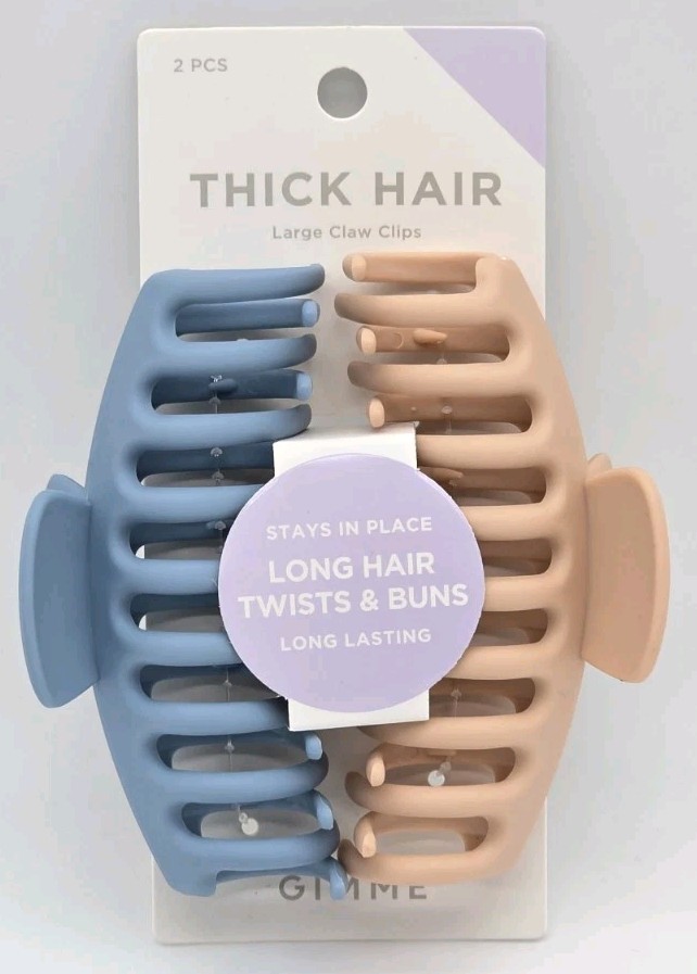 Gimme Beauty Thick Hair Claw Clip 2pc Set Tan & Blue