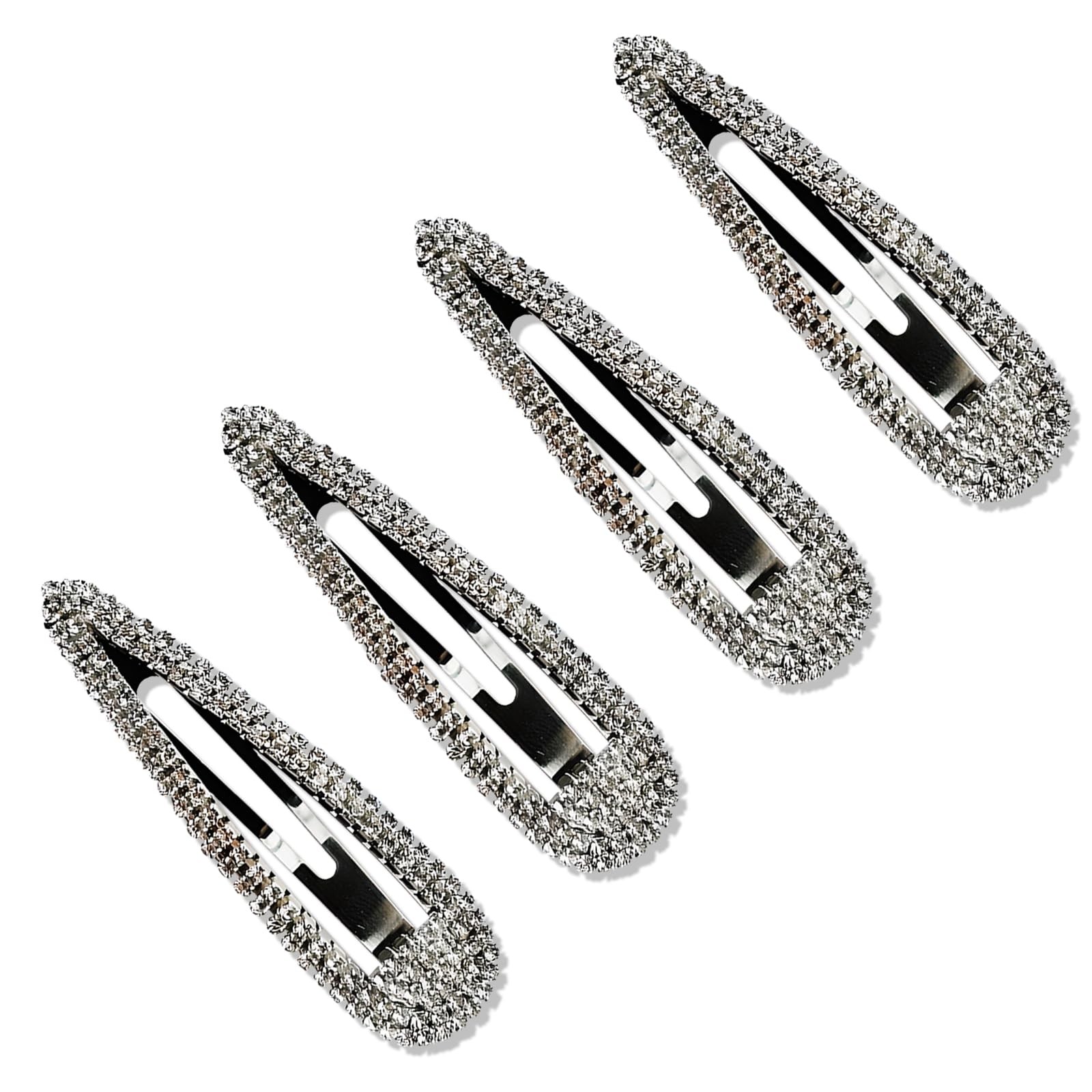 4 Pcs 2.36 Inch Silver Rhinestone Clips – Hair 1 Count (Pack of 4),