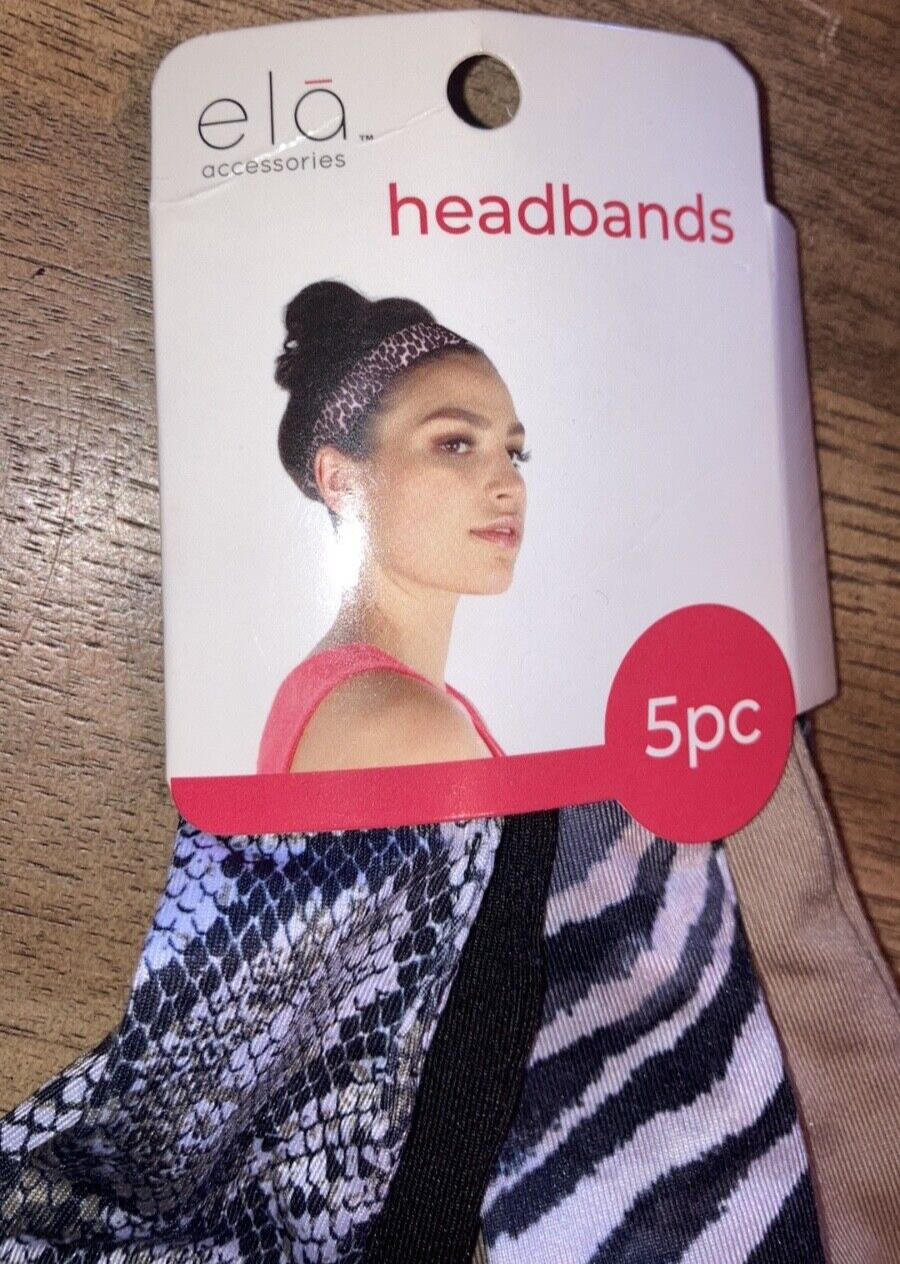 Women’s ELA Accessories 5 Pc Animal Print Headbands New