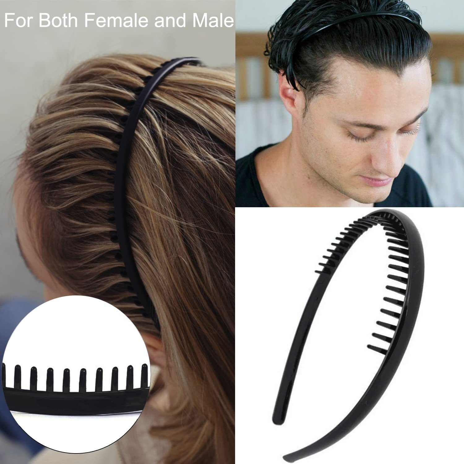 8 PCS Non Slip Fashion Effortless Plastic Headbands with Teeth Comb