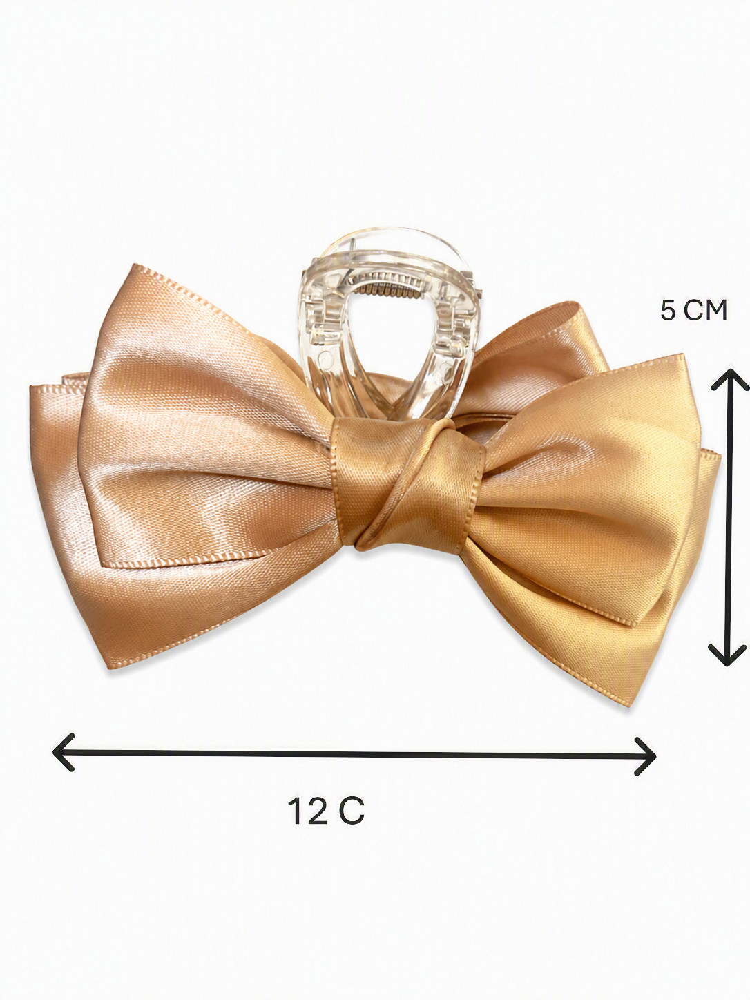 Champagne Beige Bow Hair Clip Large Ribbon Barrette Girls Women Hair Accessory