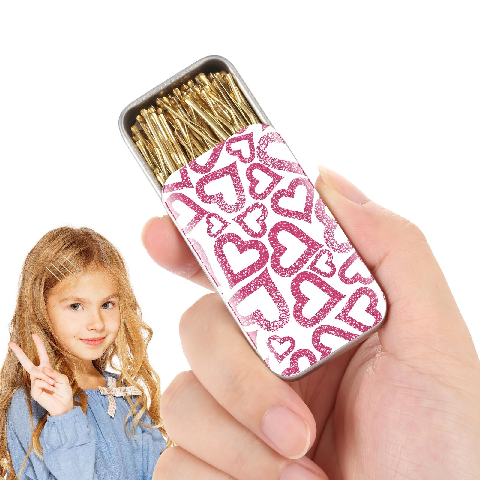 mini bobby pins,50 Count 1.38 inch Metal Hair Clips for Children,Girls and Women