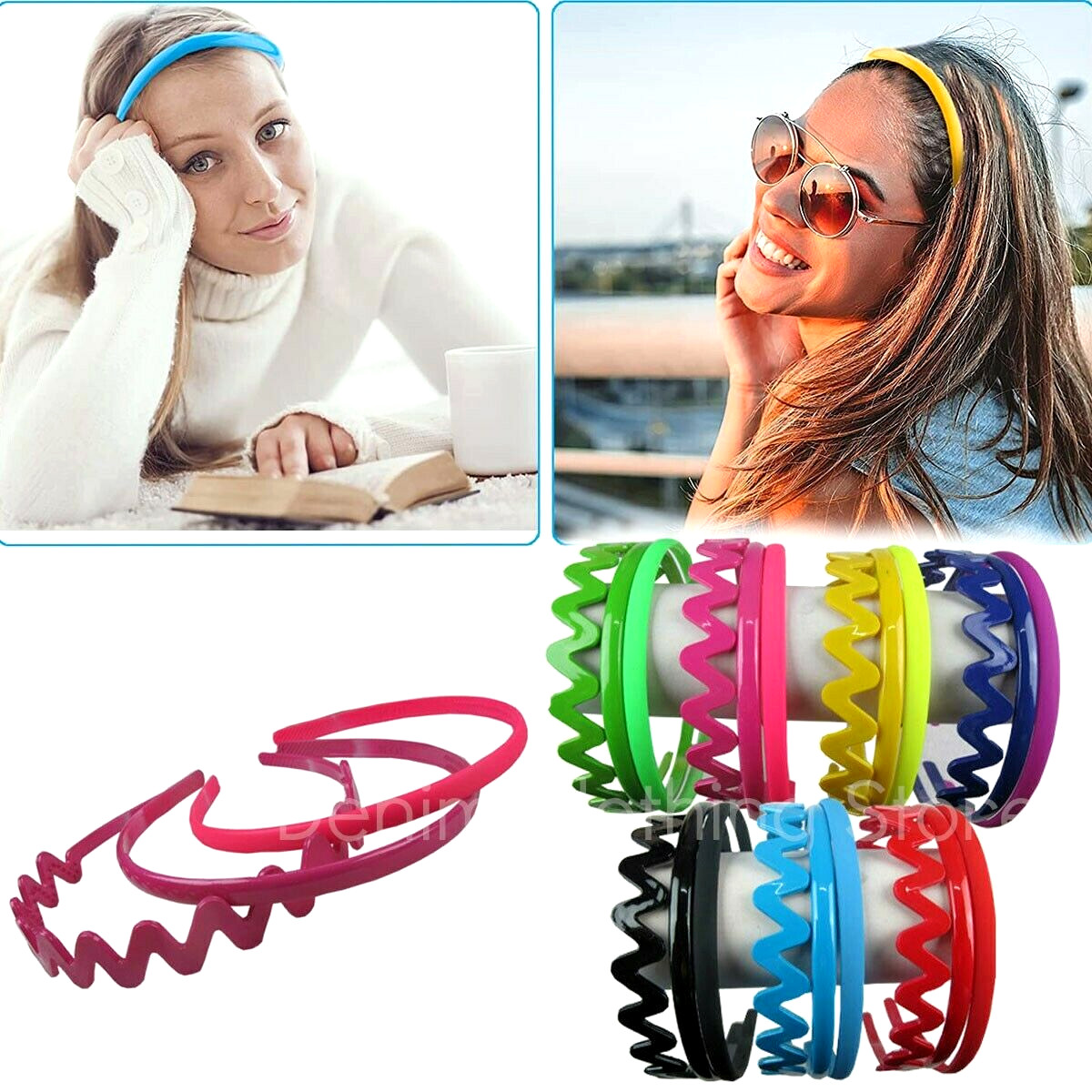 9pcs Women Girl Zig Zag Plastic Headband Hair Band Pin Head Wrap Comb Lots 0.3″