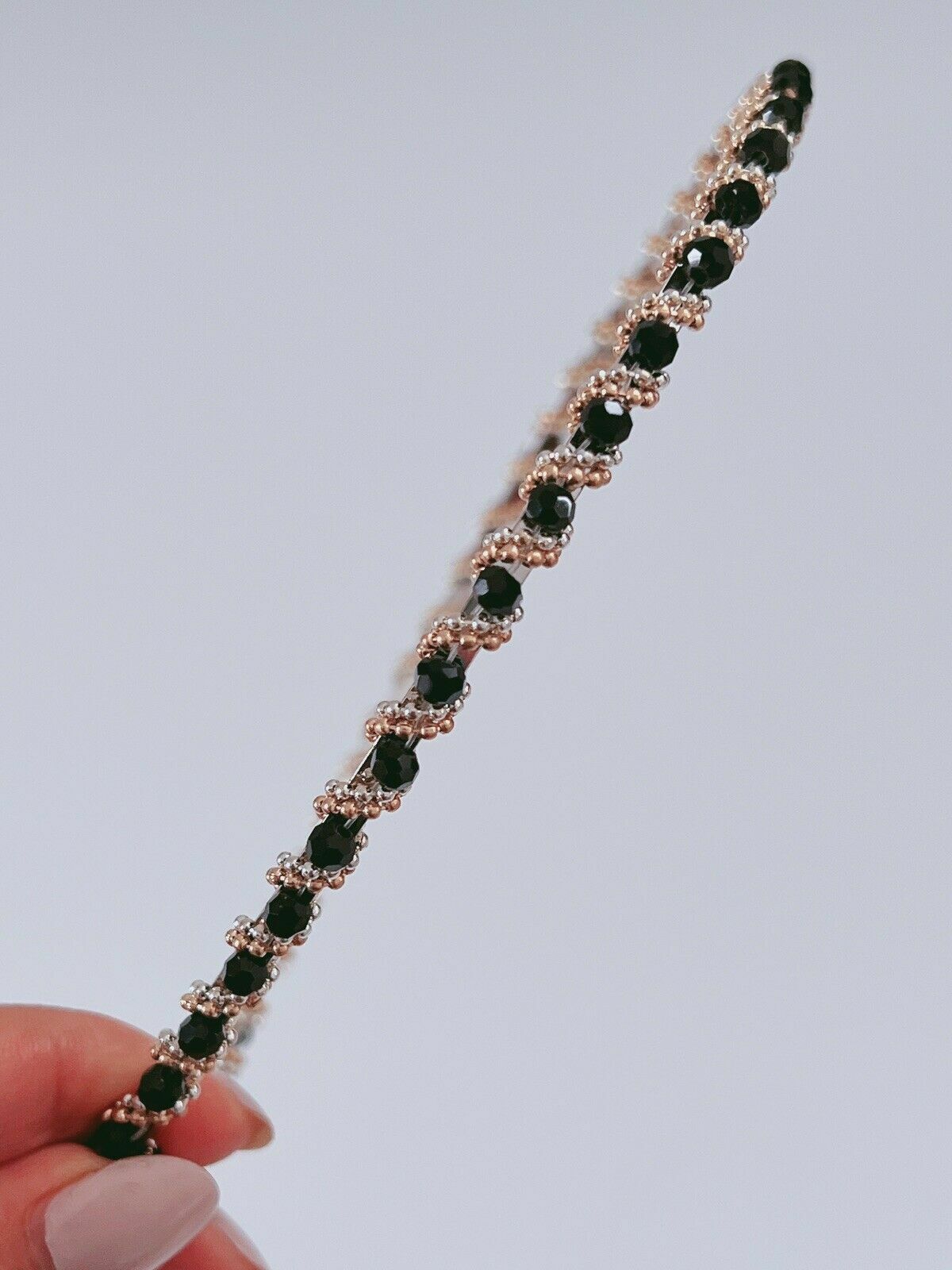 Women Girl Bling Shine Crystal Beads Party Slim Headband Head Hair Band Hoop