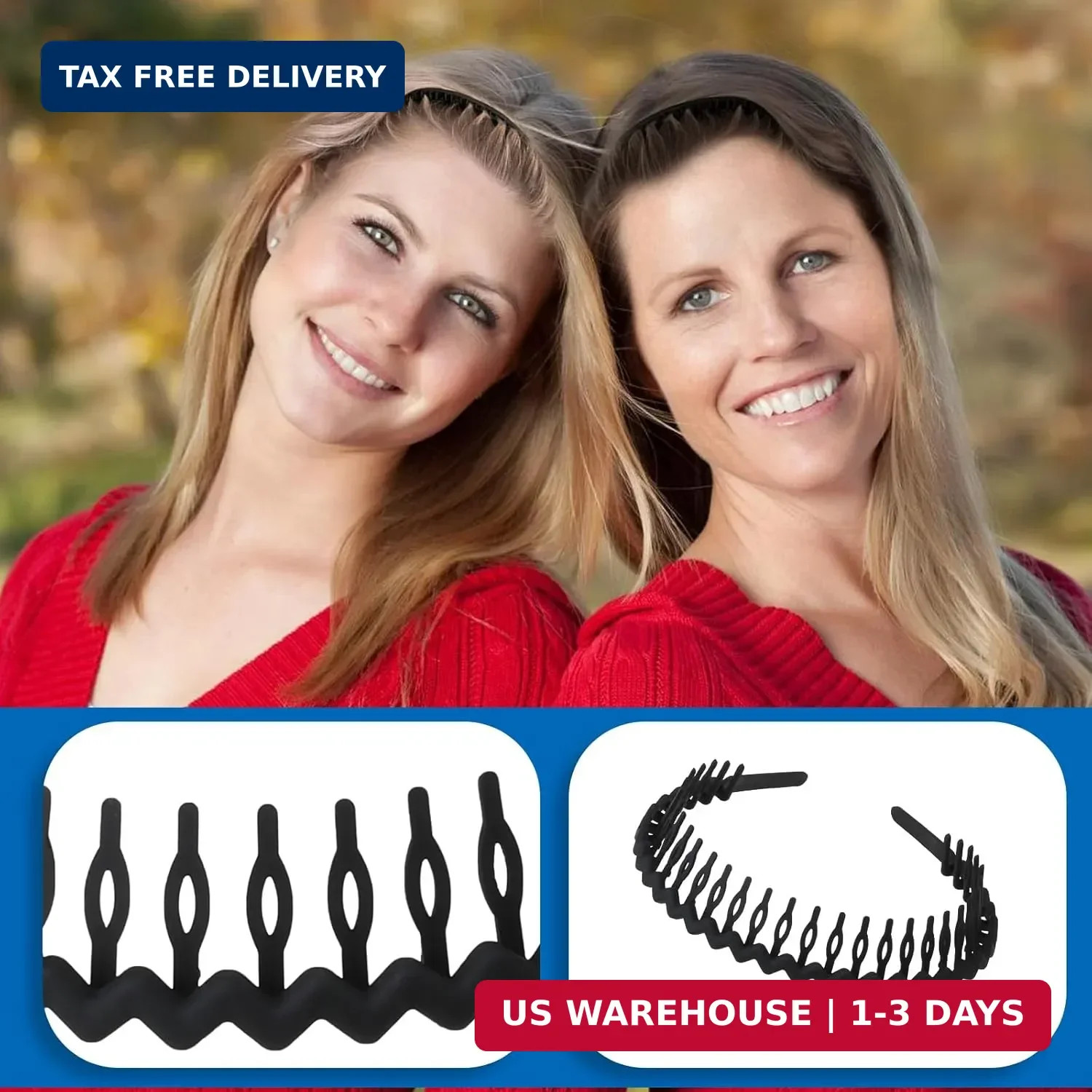 4 PCS Headband with Teeth, Zig Zag Headbands for Women Wavy Headband Black Fashi