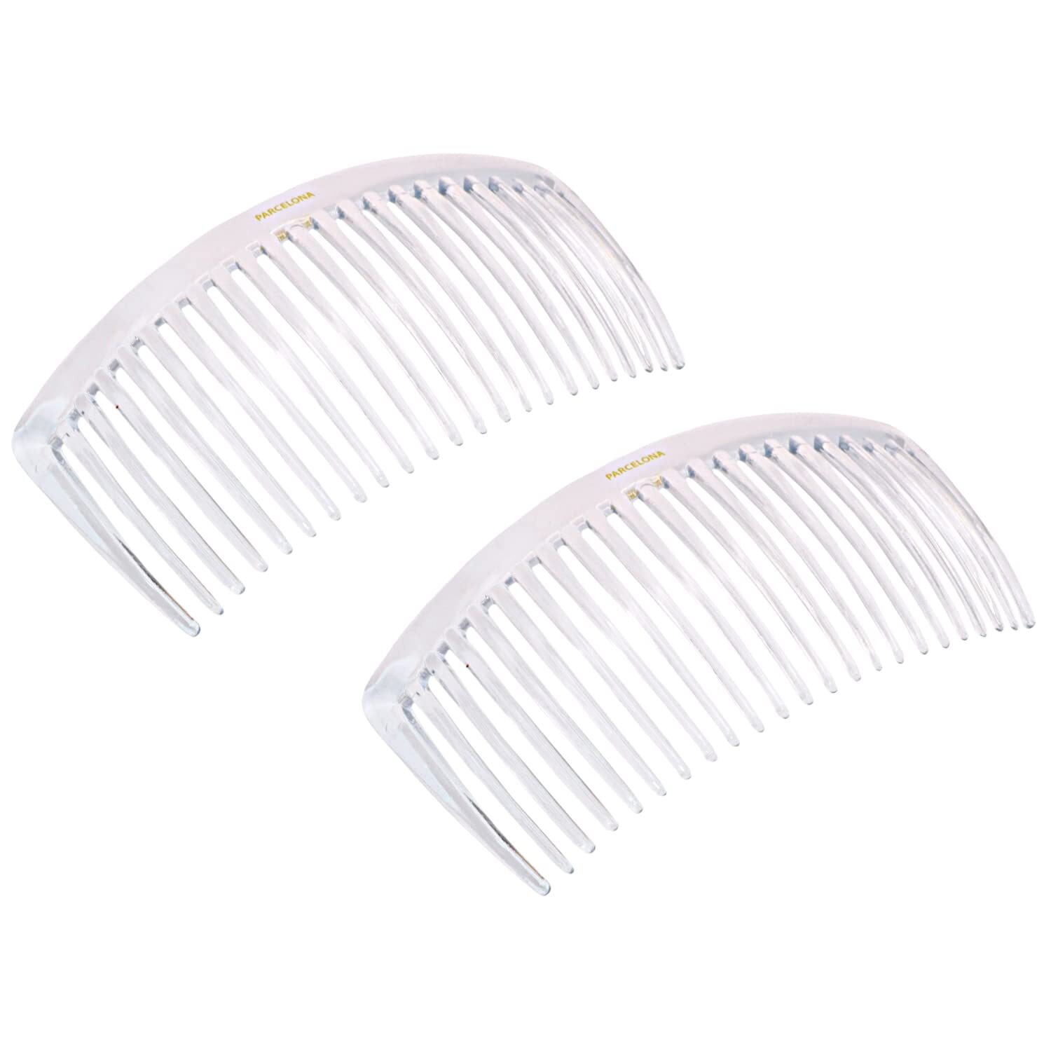 Parcelona French Glossy Large Cellulose Updo 23 Teeth Hair Side Combs(2 Pcs)