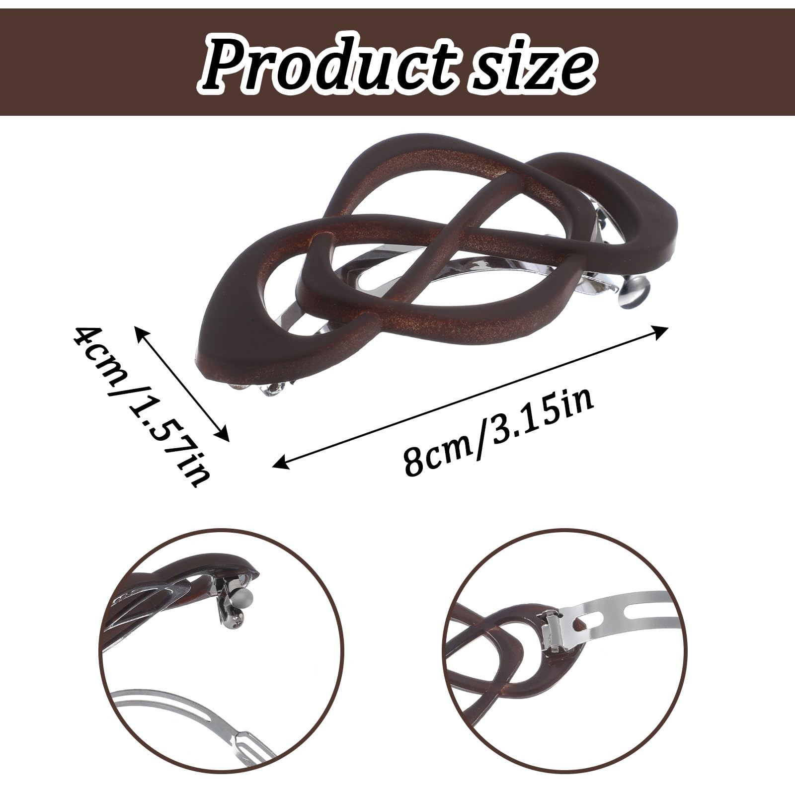 Ymapinc 2Pcs French Hair Barrettes 1 Count (Pack of 2), Light Brown +
