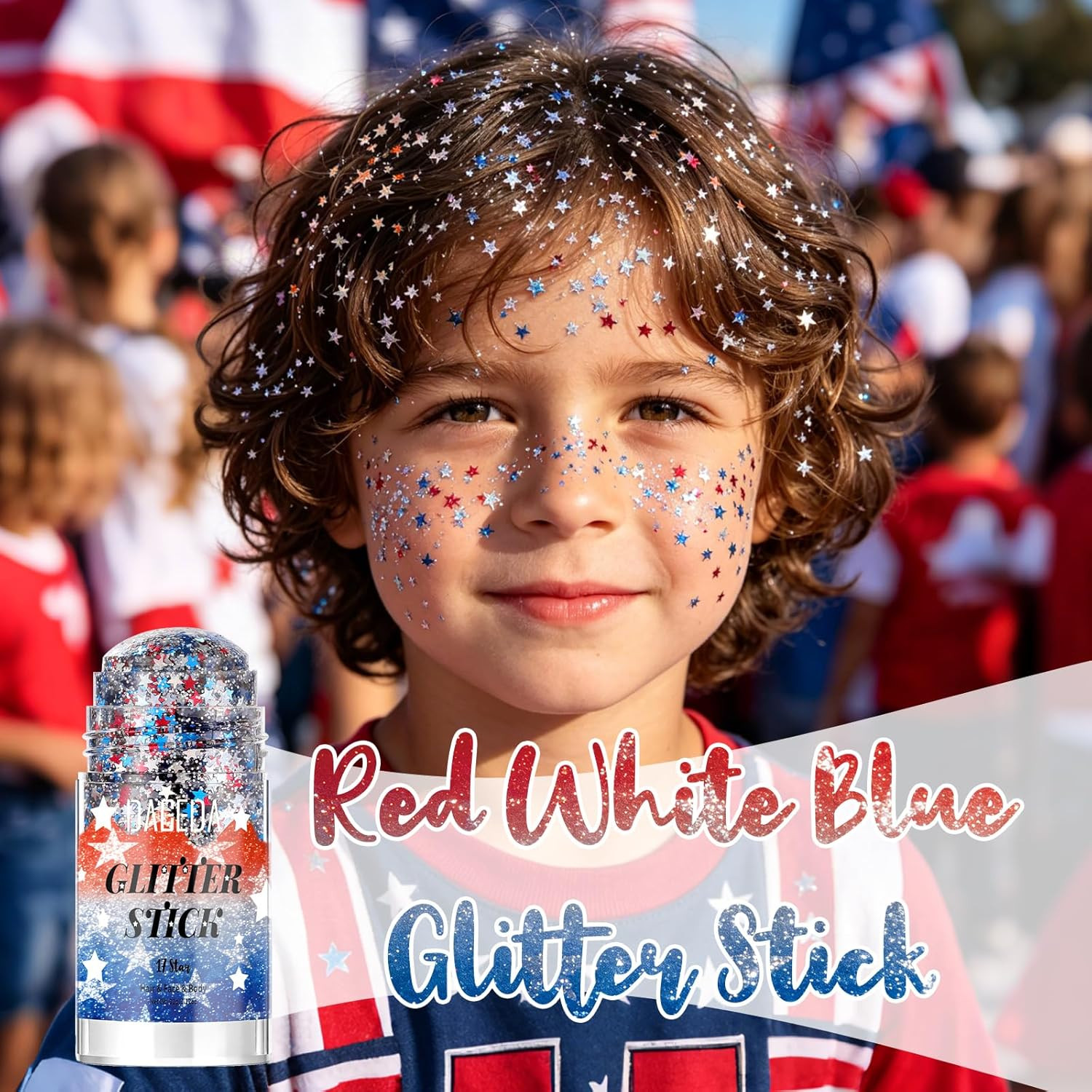 Red White Blue Body Glitter Stick,4Th of July Accessories Hair Face Glitter Make