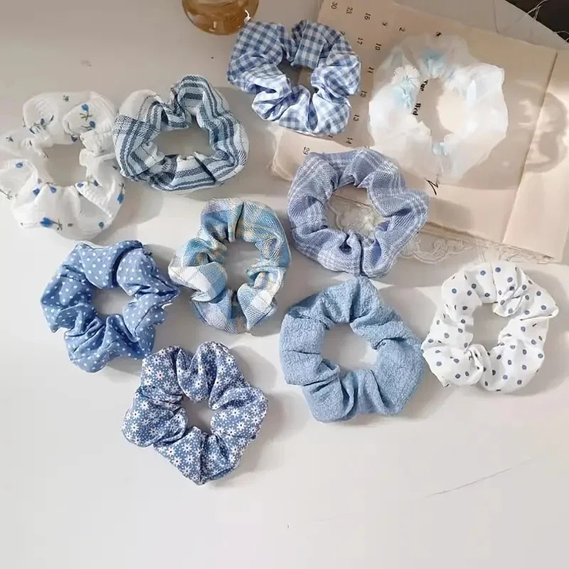 10Pcs Temperament College Style Large Intestine Hair Bands Sweet and Cute Tie Th