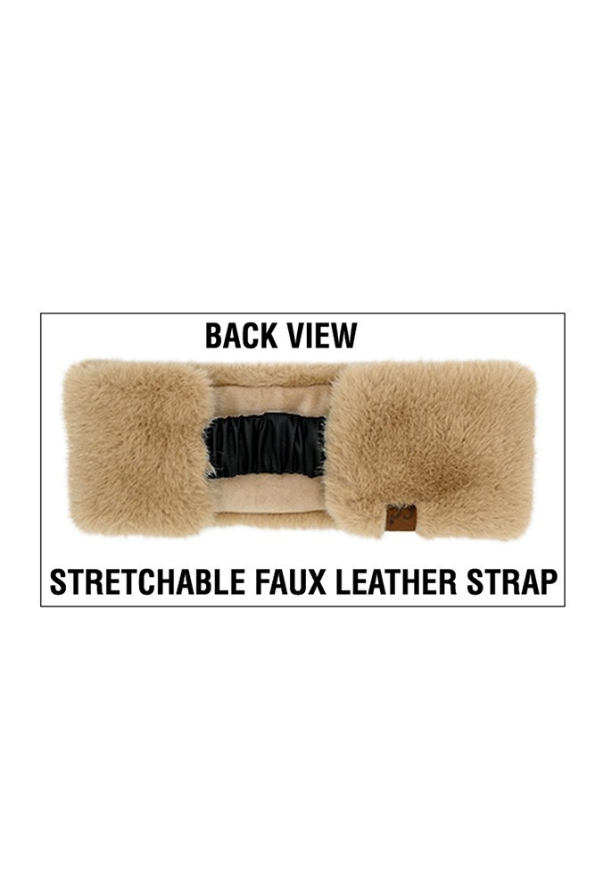 C.C Glitter Short Solid Fur Stretchable Faux Leather Strap Headwrap Headband