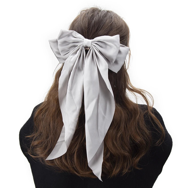 1PC Women Solid Color Hairpins Minimalist Bowknot Retro Hair Clip for Girls Silk