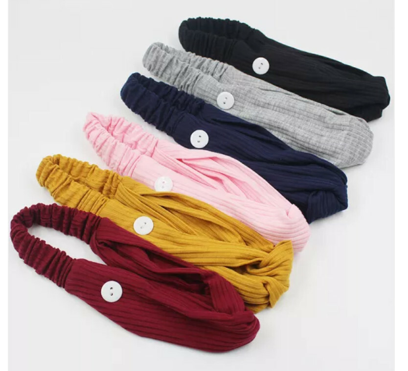 Headband Buttons Face Mask Holder Ear Saver 100% Cotton Gold US Seller Fast Ship