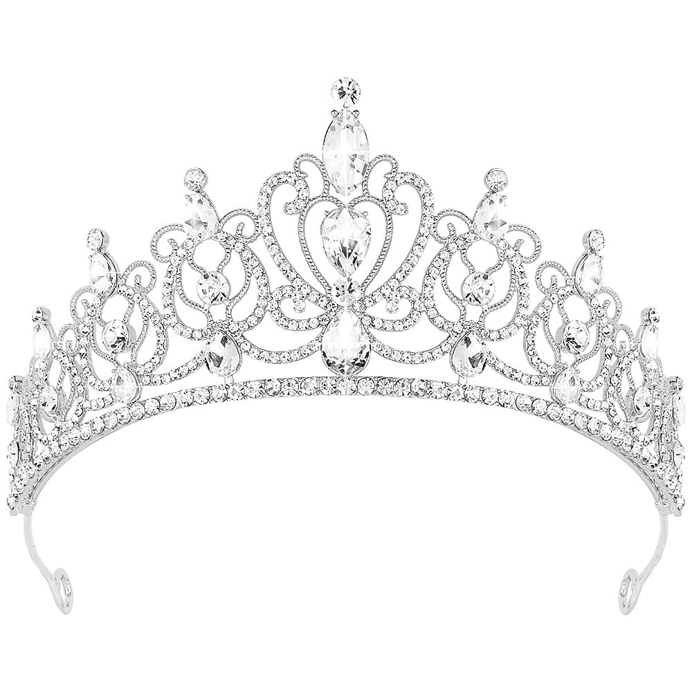 Silver Tiara for Women Girls Rhinestone Princess Queen Crowns Crystal Headban…