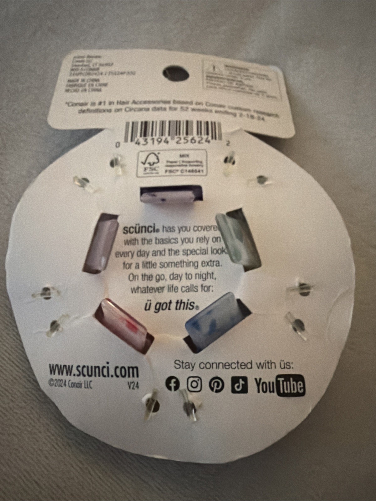 Scunci Hello Spring Collection Claw Clips 5 PCS Conair Hair Clips Assorted NEW