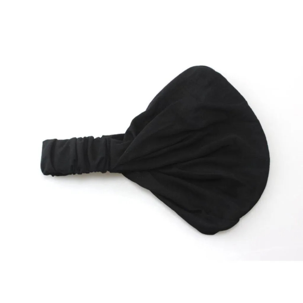 Unisex Headband Wide Turban Stretch Sweatband For Men Women Solid Color.