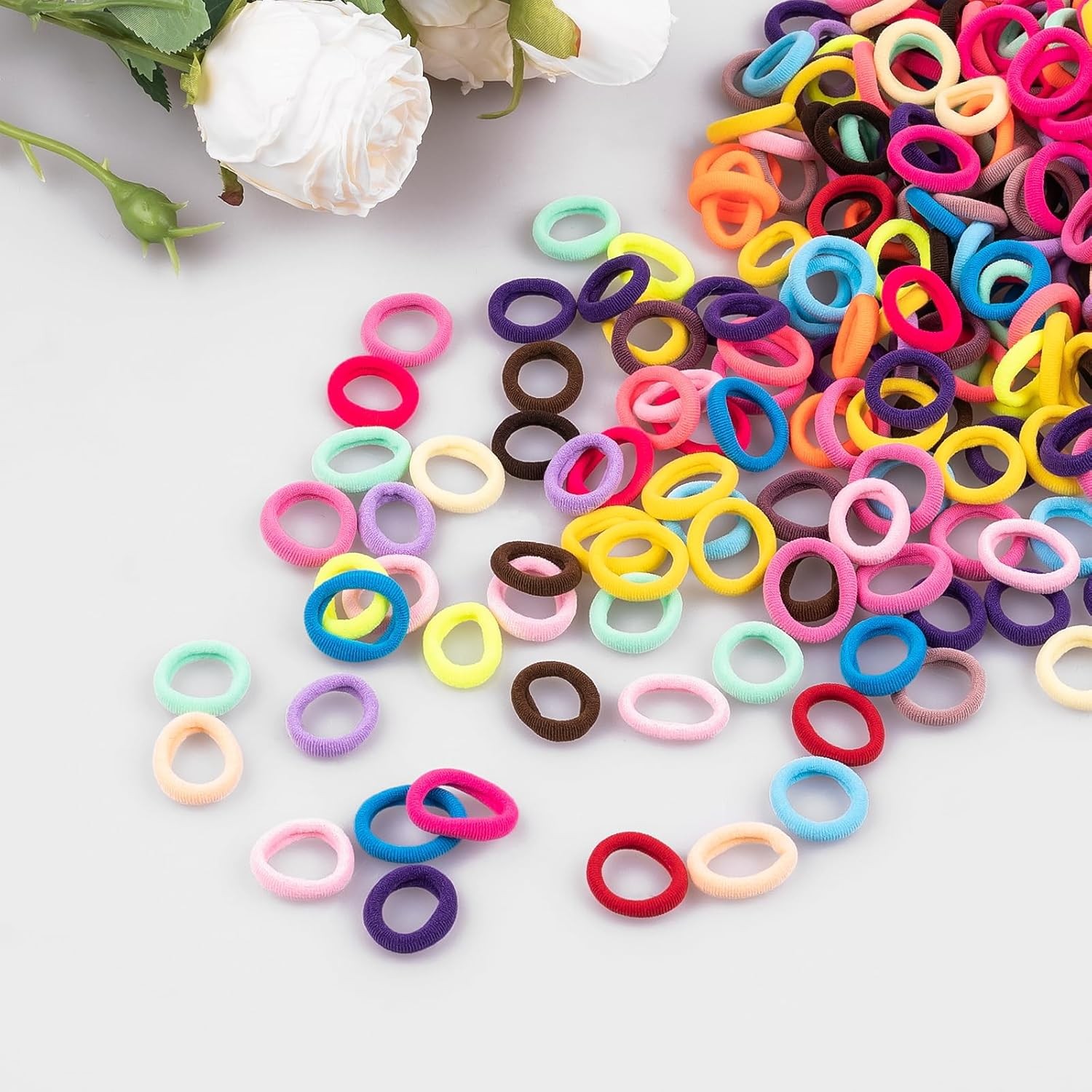 350 PCS Multicolor Cotton Hair Ties, Small Baby Hair Ties for Kids and Girls, No