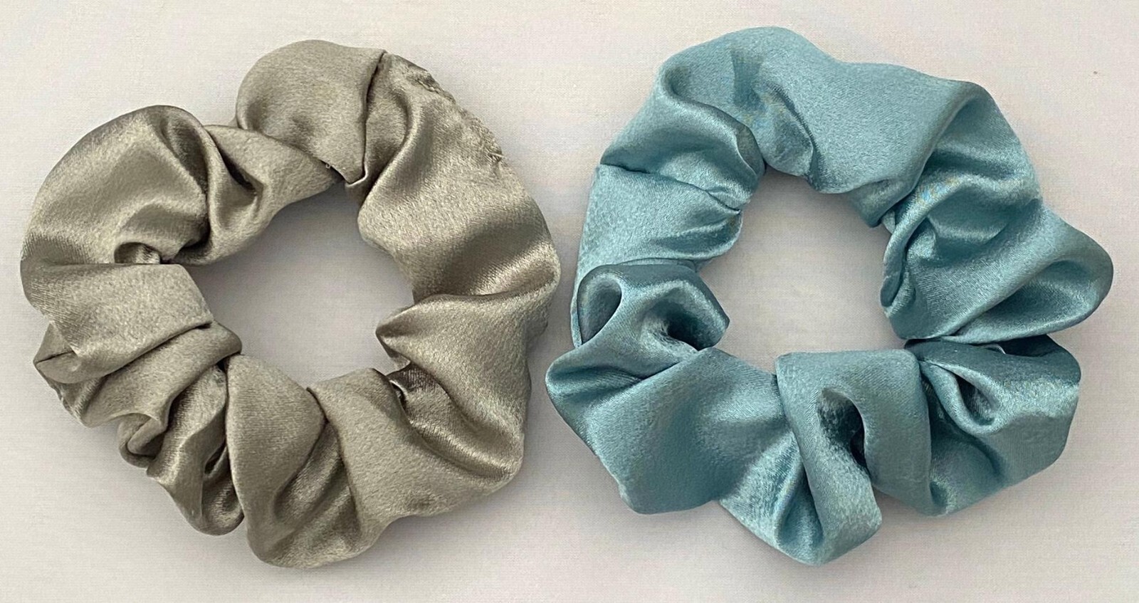 2 PCS LUSTROUS SATIN SCRUNCHIES PONYTAIL HOLDERS FREE USA SHIPPING