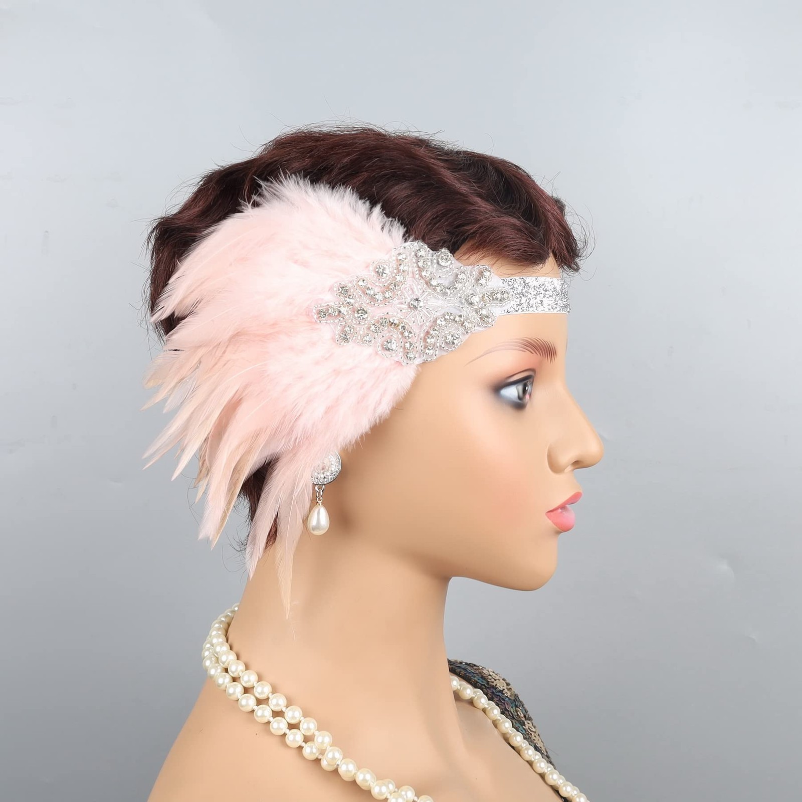 Gatsby Headpiece 1920s Black Flapper Headband Women Roaring 20s Party Hair