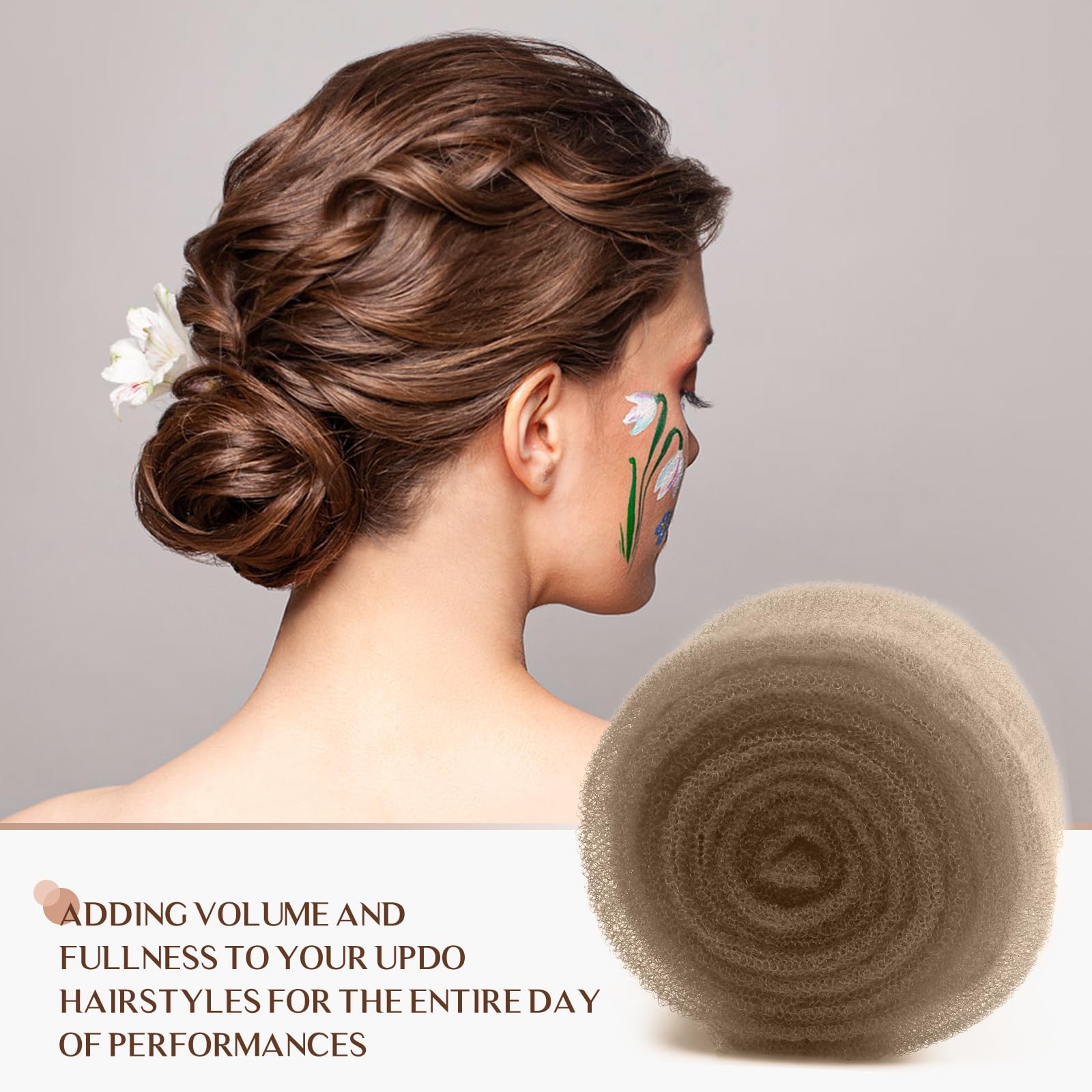 Hair Sponge for Updos,Volume Bumps Insert,Tan Brown Hair Filler&Padding