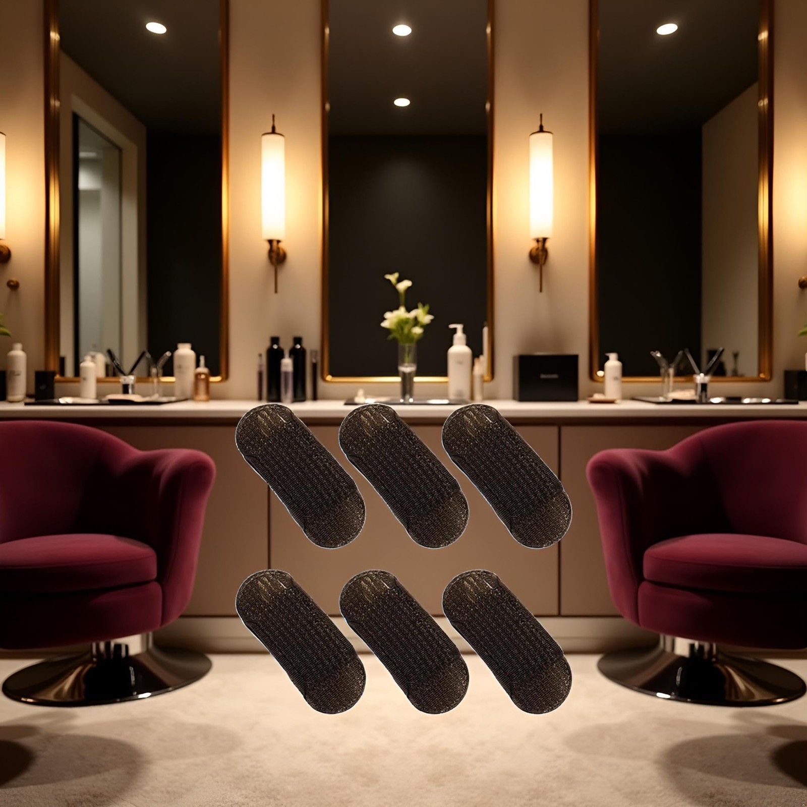 ZhangyiHot 6 Pcs Brown Sponge Volume Hair Bases Inserts Black